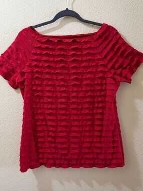 Red Ruffle Textured Top
